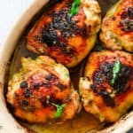 curry chicken thighs in baking pan